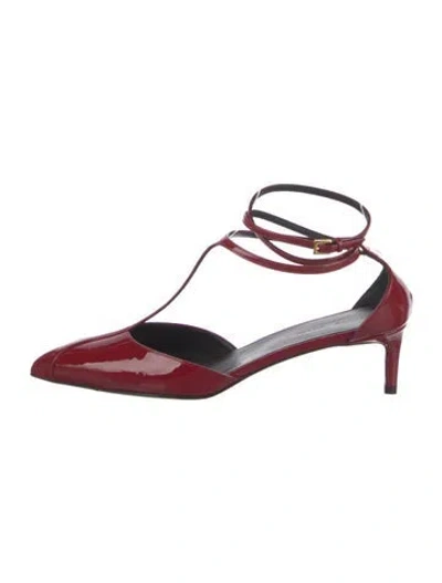 Pre-owned Khaite Patent Leather T-strap Pumps In Red