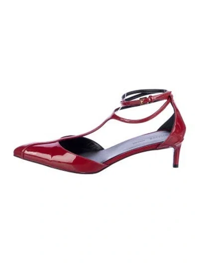 Pre-owned Khaite Patent Leather T-strap Pumps In Red