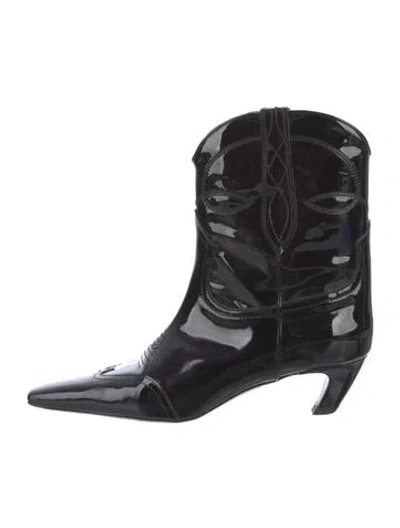 Pre-owned Khaite Patent Leather Western Boots In Black