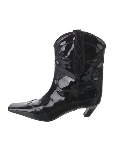 Pre-owned Khaite Patent Leather Western Boots In Black