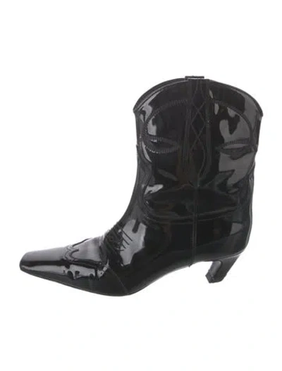 Pre-owned Khaite Patent Leather Western Boots In Black