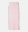 Khaite Patri Mid-rise Merino-wool Midi Skirt In Pink