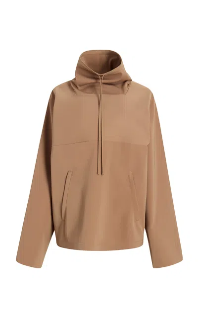 Khaite Paulson Twill Pull-over Sweatshirt In Khaki