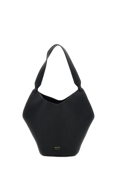 Khaite Pebbled Calfskin Mini Tote Bag With Jewelled Clasp In Black