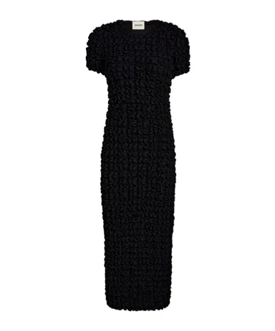 Khaite Perry Ruched Silk-chiffon Midi Dress In Black
