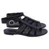 Khaite Perth Flat Sandals In Black Lambskin Leather In Black