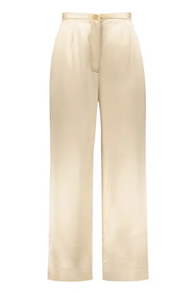 Khaite Pheadra Wide Leg Trousers In Ecru