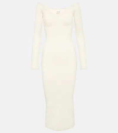 Khaite Pia Off-shoulder Midi Dress In Ivory