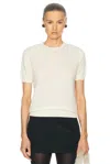 Khaite Pierre Cashmere Short-sleeve Sweater In Cream
