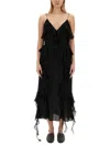 Khaite Pim Silk Georgette Midi Dress In Black