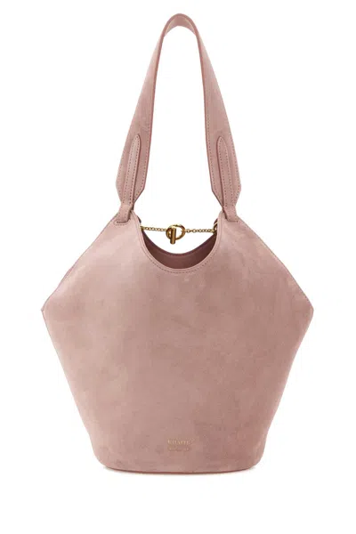 Khaite Pink Suede Mini Lotus Shoulder Bag