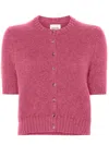 Khaite Nora Cropped Cashmere-blend Cardigan In 591 - Amaranth