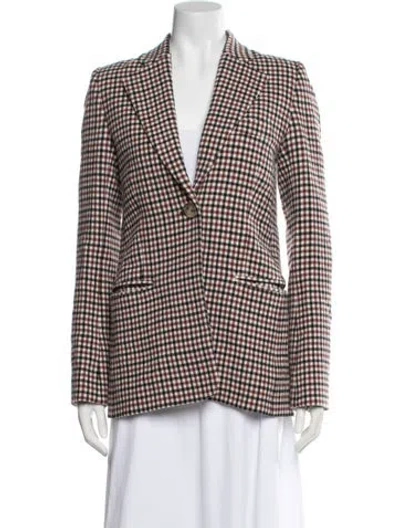Pre-owned Khaite Plaid Print Blazer In Red