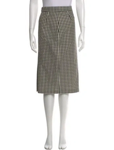 Pre-owned Khaite Plaid Print Knee-length Skirt In Black