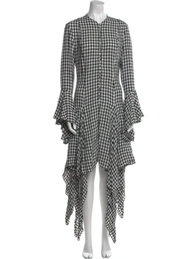 Pre-owned Khaite Plaid Print Long Dress In Black