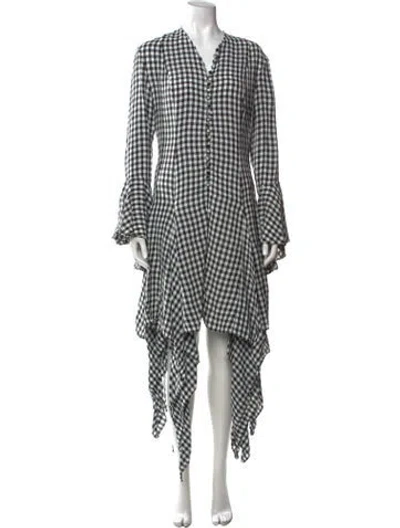 Pre-owned Khaite Plaid Print Long Dress In Black