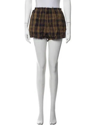 Pre-owned Khaite Plaid Print Mini Shorts In Blue