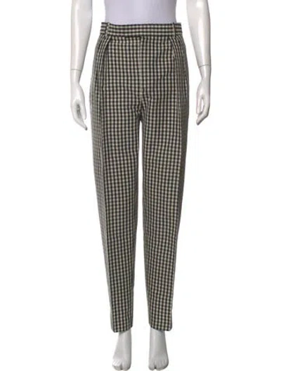 Pre-owned Khaite Plaid Print Straight Leg Pants In Black