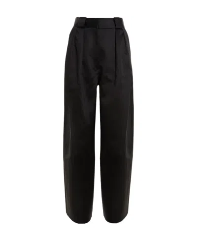 Khaite Pleat Detailed Wide-leg Trousers In Black