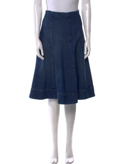 Pre-owned Khaite Pleated Accents Knee-length Skirt In Blue