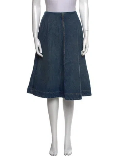 Pre-owned Khaite Pleated Accents Knee-length Skirt In Blue