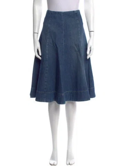 Pre-owned Khaite Pleated Accents Knee-length Skirt W/ Tags In Blue