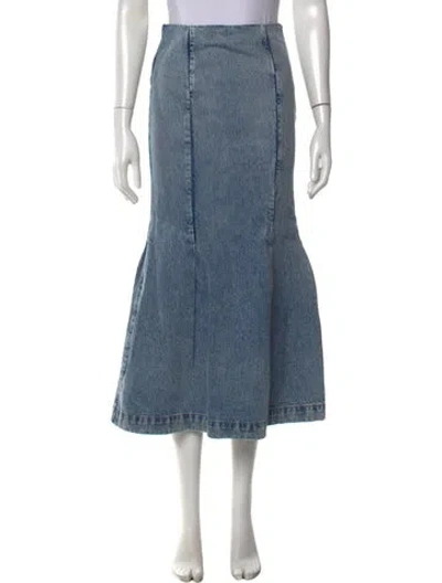 Pre-owned Khaite Pleated Accents Long Skirt In Blue