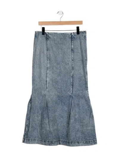 Pre-owned Khaite Pleated Accents Long Skirt In Blue