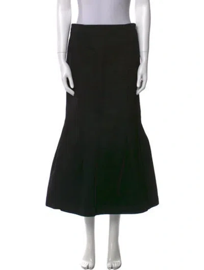 Pre-owned Khaite Pleated Accents Midi Length Skirt In Black