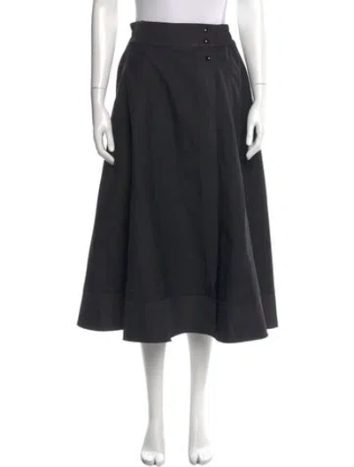 Pre-owned Khaite Pleated Accents Midi Length Skirt In Black