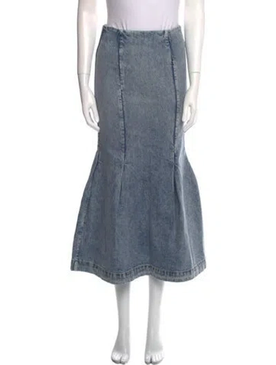 Pre-owned Khaite Pleated Accents Midi Length Skirt In Blue