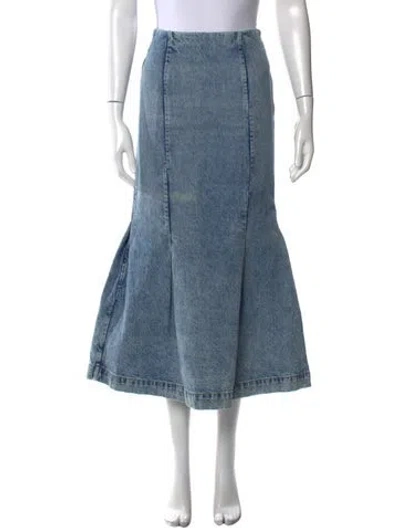 Pre-owned Khaite Pleated Accents Midi Length Skirt In Blue