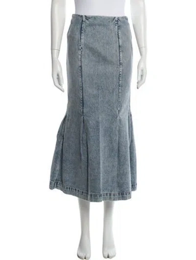 Pre-owned Khaite Pleated Accents Midi Length Skirt In Blue