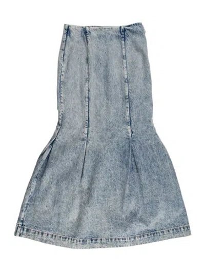 Pre-owned Khaite Pleated Accents Midi Length Skirt In Blue