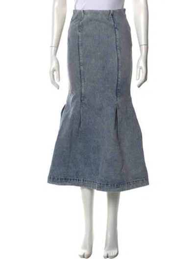 Pre-owned Khaite Pleated Accents Midi Length Skirt In Blue