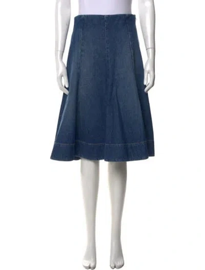 Pre-owned Khaite Pleated Accents Midi Length Skirt In Blue