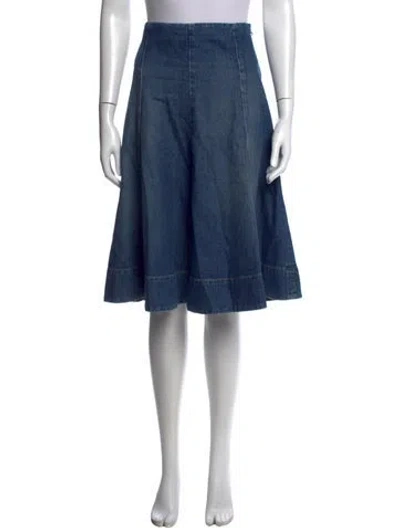 Pre-owned Khaite Pleated Accents Midi Length Skirt In Blue