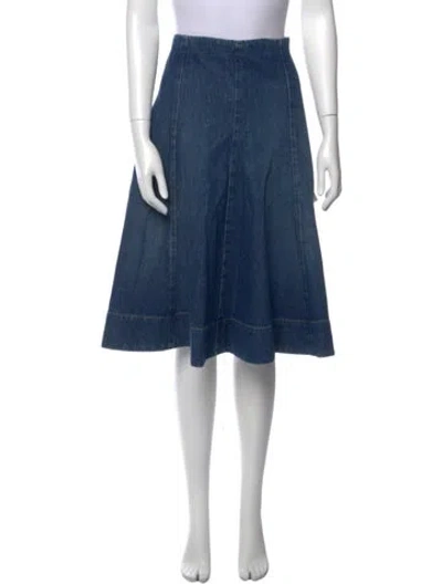 Pre-owned Khaite Pleated Accents Midi Length Skirt W/ Tags In Blue