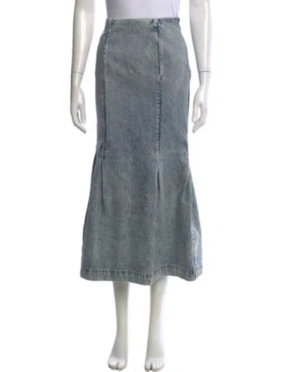 Pre-owned Khaite Pleated Accents Midi Length Skirt W/ Tags In Blue