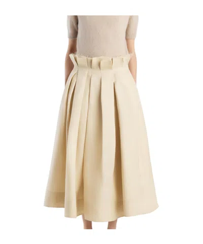 Khaite Pleated Midi Skirt In Brown