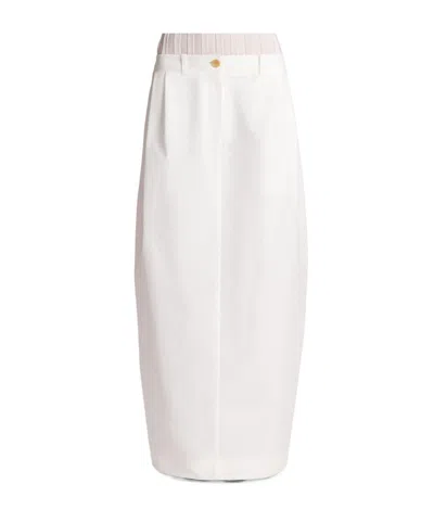 Khaite Pleated Midi Skirt In White