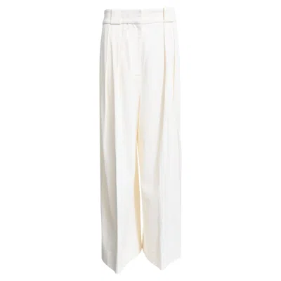 Pre-owned Khaite Pleated Wide-leg Trousers In White Viscose