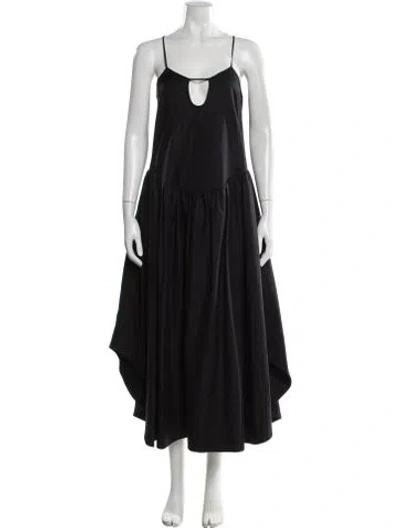 Pre-owned Khaite Plunge Neckline Long Dress W/ Tags In Black