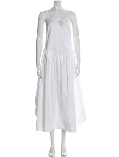 Pre-owned Khaite Plunge Neckline Long Dress In White