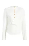 Khaite Poe Buttoned Organic Cotton-poplin Top