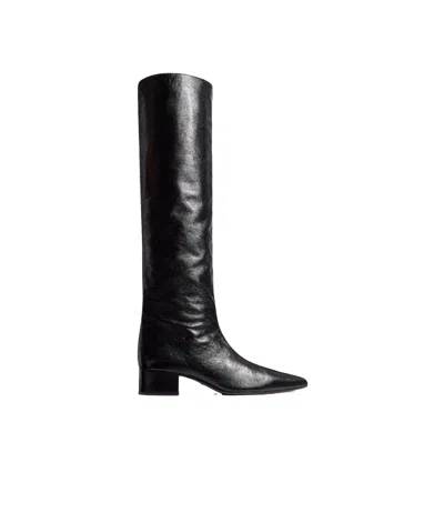 Khaite Andee Crinkled-leather Over-the-knee Boots In Black