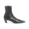 Khaite Pointed Toe Ankle Boots With Smooth Lamb Leather In Black