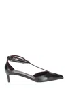 Khaite Pointed Toe Black Ankle Strap Sandals
