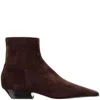 Khaite Marfa Suede Western Ankle Boots In Brown