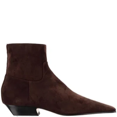 Khaite Pointed Toe Boots In Brown